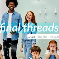A couple laughing wearing new clothes with two children who are suffering allergies