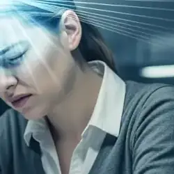 A girl with a terrible headache