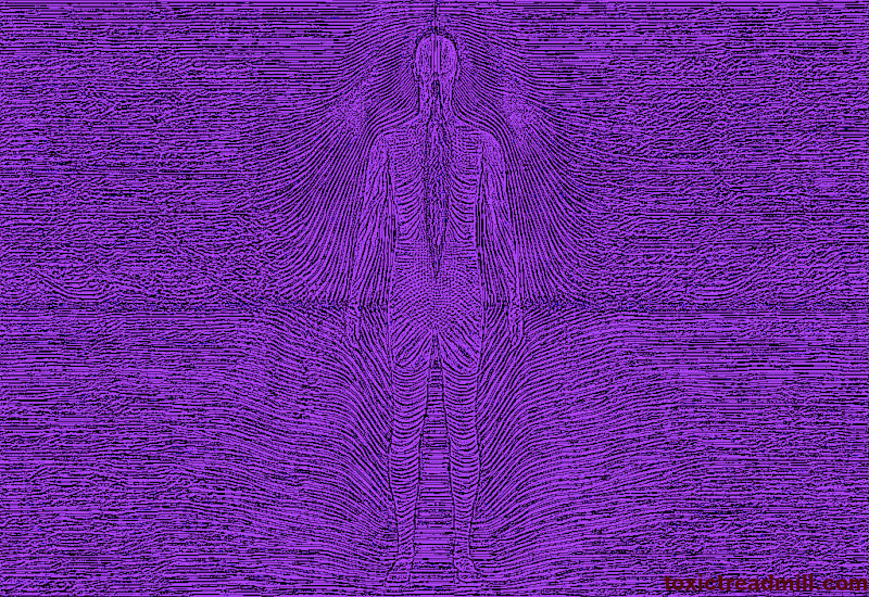 A waveform image with the shape of a person amidst the waves