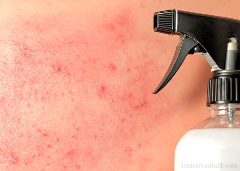 A cleaning spray and a skin rash